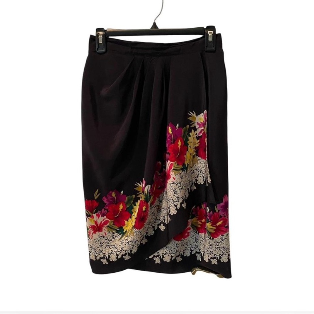 Floral Embroidered Black Skirt